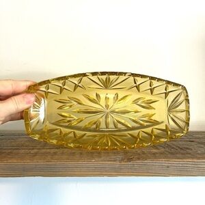 Hazel Atlas Amber glass relish dish vintage